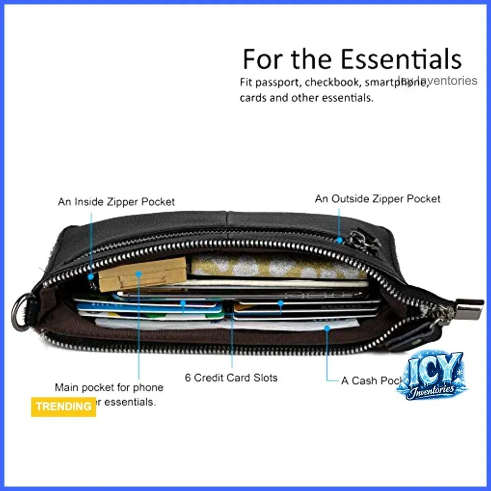 Genuine Leather Wristlet Clutch with RFID Blocking Card Slots